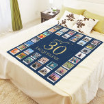 Chapter 30 Blue Gold 30th Birthday Photo Fleece Blanket<br><div class="desc">A unique fleece blanket gift to make that birthday special. Add those favorite photos using our simple template.</div>