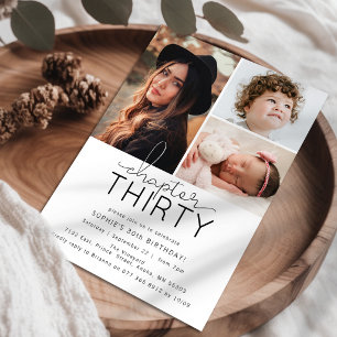 Chapter 30 Custom Photo Collage 30th Birthday Invitation