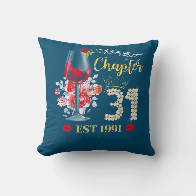Chapter 31 Years EST 1991 31st Birthday Red Rose Cushion (Front)