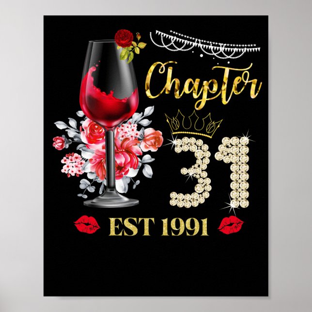 Chapter 31 Years EST 1991 31st Birthday Red Rose Poster (Front)