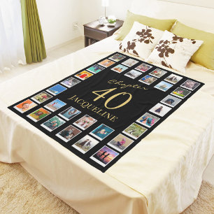 Chapter 40 Black Gold 40th Birthday Photo Fleece Blanket