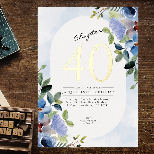 Chapter 40 Blue Floral 40th Birthday Gold (Creator Uploaded)