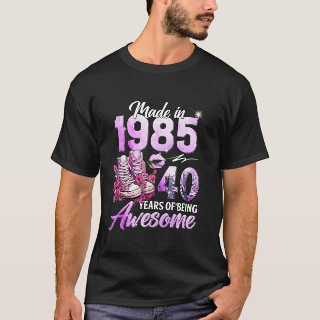 Chapter 40 Fabulous EST 1985 40th Floral Birthday  T-Shirt (Front)