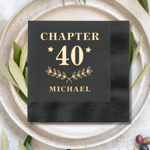 Chapter 40 Forty Fortieth Birthday Personalised Foil Napkins