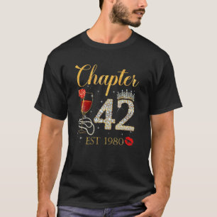 Chapter 42 Years EST 1980 42Nd Birthday Red Rose W T-Shirt