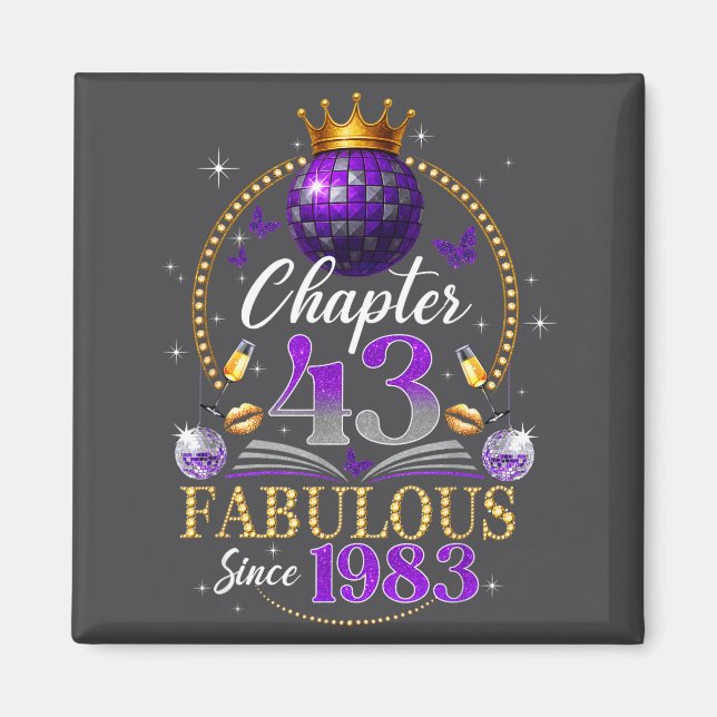 Chapter 43 Since 1983 Purple Disco Ball 43rd Birth Magnet (Front)