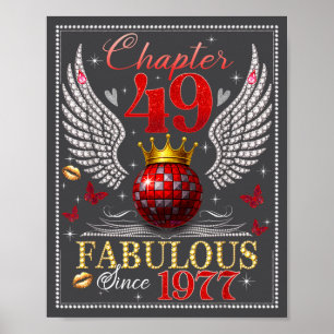 Chapter 49 Fabulous Est. 1977 Disco Ball 49th Birt Poster