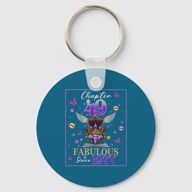 Chapter 49 Fabulous Since 1977 49th Birthday Women Key Ring (Front)