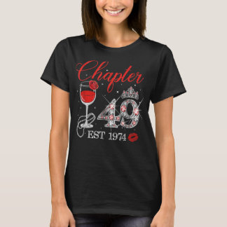Chapter 49 Years EST 1974 49th Birthday Red Rose W T-Shirt