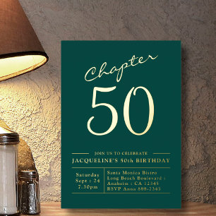 Chapter 50 50th Birthday Invitation Green Gold