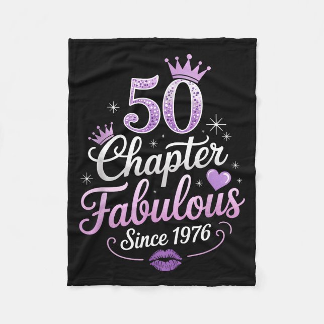 Chapter 50 Fabulous Since 1976 50th Birthday Queen Fleece Blanket (Front)