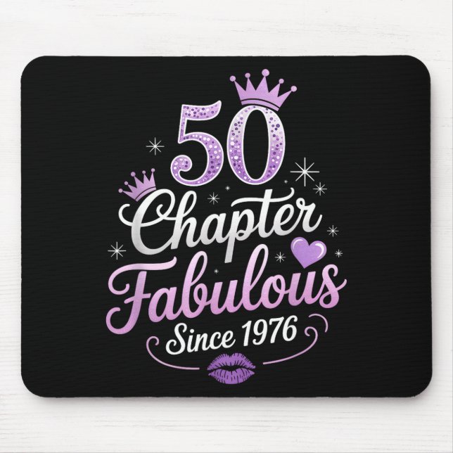 Chapter 50 Fabulous Since 1976 50th Birthday Queen Mouse Mat (Front)