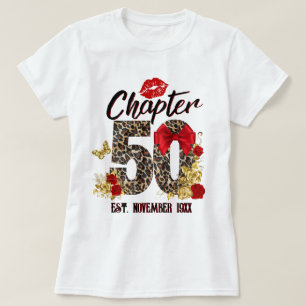 Chapter 50 Red & Gold Leopard 50th Birthday T-Shirt