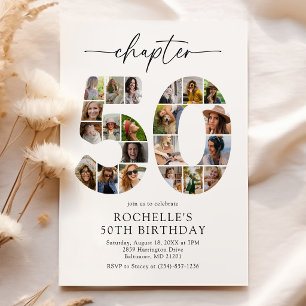 Chapter 50th Photo Collage Birthday Invitation