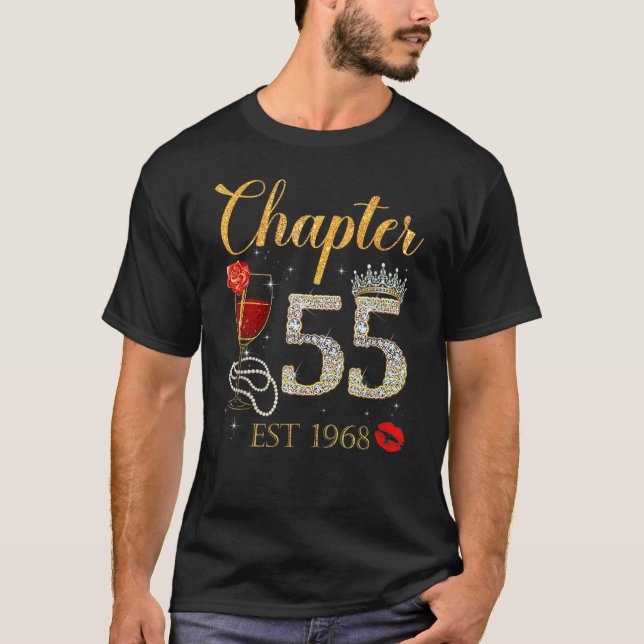 Chapter 55 Years EST 1968 55th Birthday Red Rose W T-Shirt (Front)