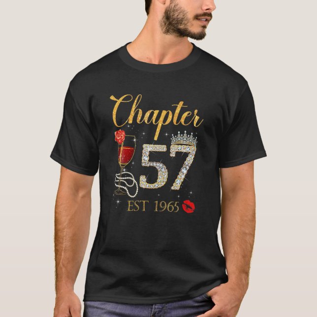 Chapter 57 Years EST 1965 57Th Birthday Red Rose W T-Shirt (Front)