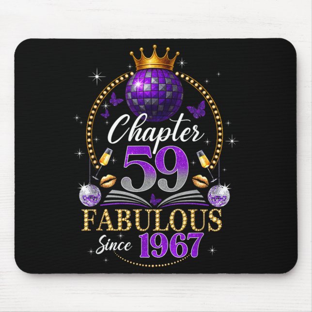 Chapter 59 Since 1967 Purple Disco Ball 59th Birth Mouse Mat (Front)