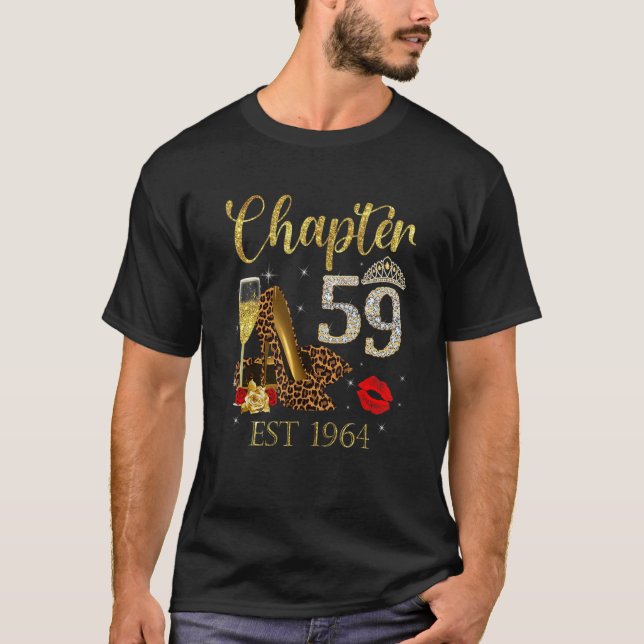 Chapter 59 Years EST 1964 59th Birthday Wine Leopa T-Shirt (Front)