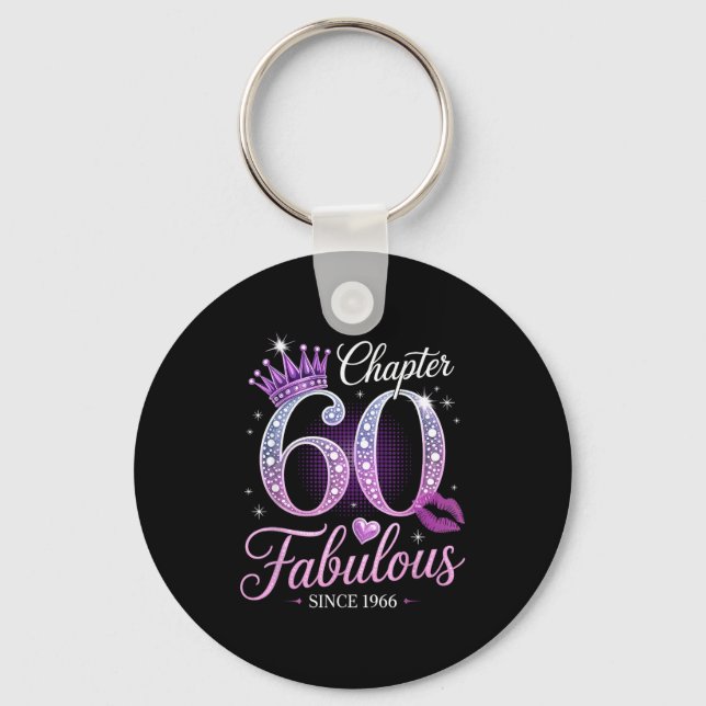 Chapter 60 Fabulous Since 1966 60th Birthday Queen Key Ring (Front)