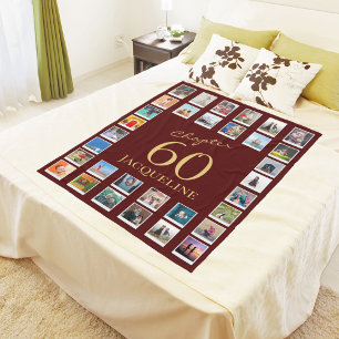 Chapter 60 Red Gold 60th Birthday Photo Fleece Blanket
