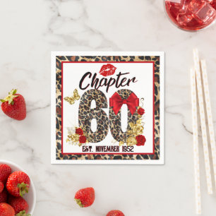 Chapter 60 Red & Gold Leopard 60th Birthday Napkin