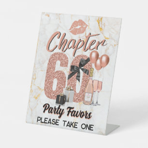 Chapter 60 Rose Gold 60th Birthday Elegant Pedestal Sign