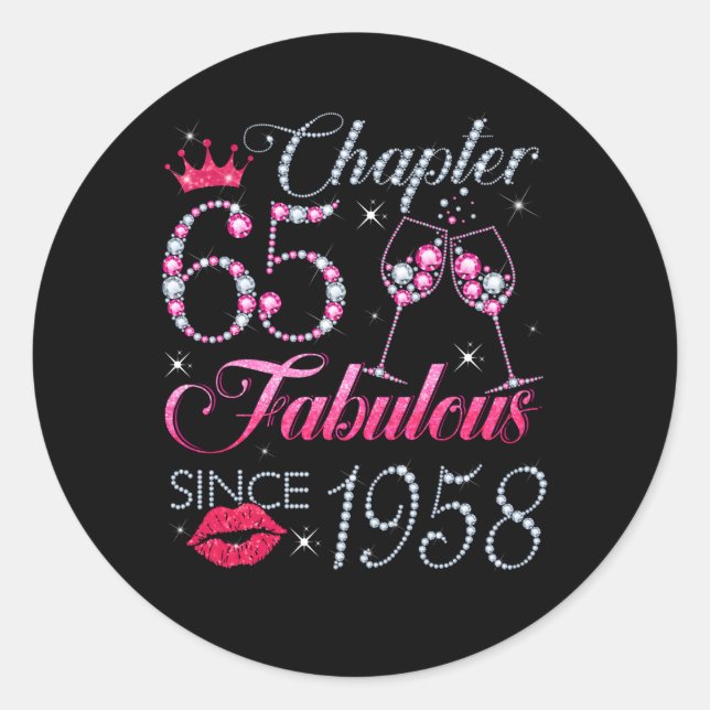 Chapter 65 Fabulous Since 1958 65Th For Classic Round Sticker (Front)