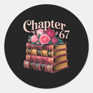 Chapter 67 Floral Book Stack Design Classic Round Sticker