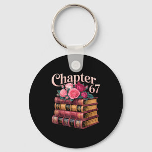 Chapter 67 Floral Book Stack Design Key Ring