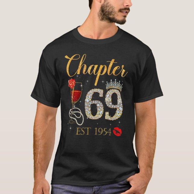 Chapter 69 Years EST 1954 69th Birthday Red Rose W T-Shirt (Front)