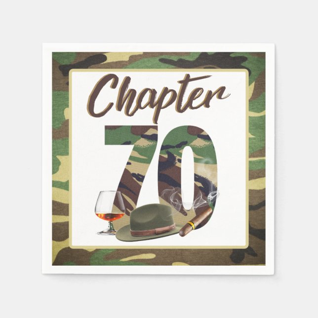 Chapter 70 Army Camouflage Men's 70th Birthday Napkin (Front)