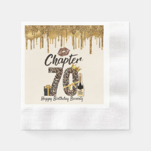 Chapter 70 Leopard Print 70th Birthday Queen Gold  Napkin