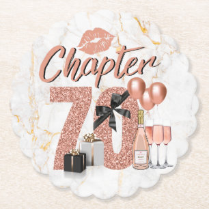 Chapter 70 Rose Gold 70th Birthday Party Paper Coaster