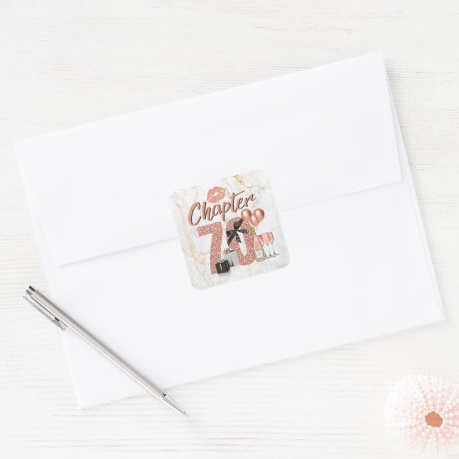 Chapter 70 Rose Gold 70th Elegant Birthday Square Sticker (Envelope)