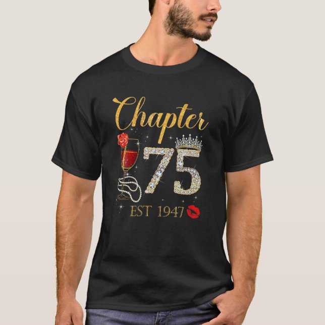 Chapter 75 Years EST 1947 75Th Birthday Red Rose W T-Shirt (Front)