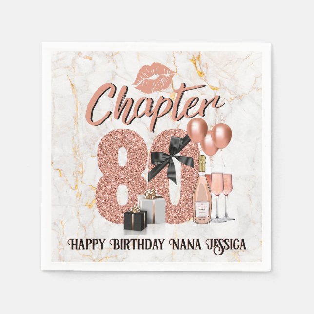 Chapter 80 Birthday Elegant Rose Gold Napkin (Front)