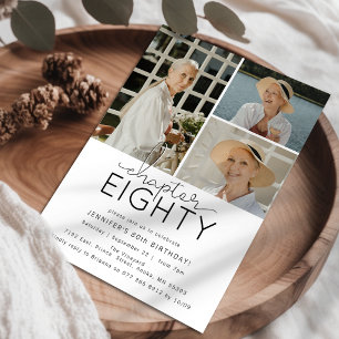 Chapter 80 Custom Photo Collage 80th Birthday Invitation