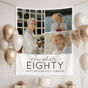 Chapter 80 Custom Photo Collage 80th Birthday Tapestry