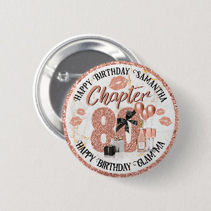 Chapter 80 Elegant Rose Gold 80th Birthday 6 Cm Round Badge