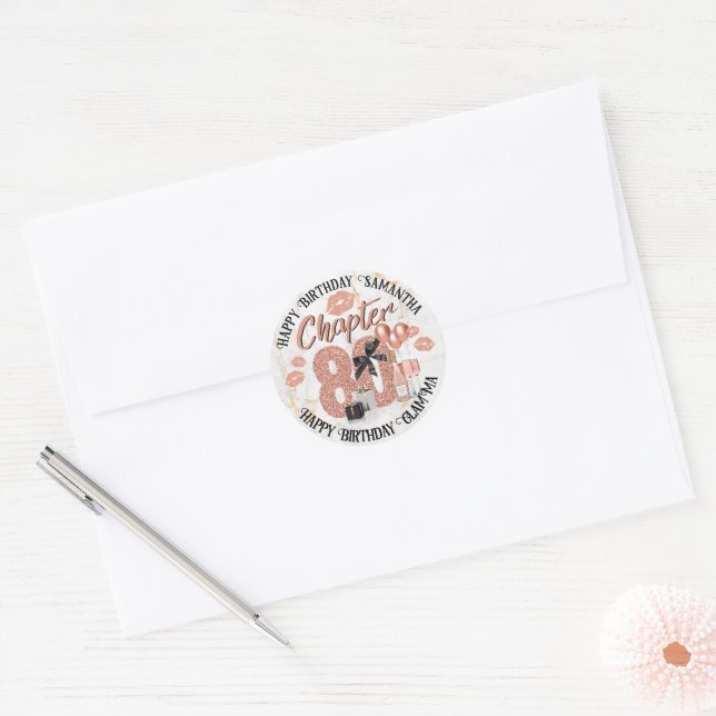 Chapter 80 Elegant Rose Gold 80th Birthday Classic Round Sticker (Envelope)