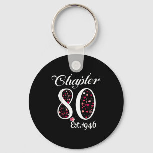 Chapter 80 Est 1946 Happy 80th Birthday Girl Gift Key Ring