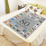 Chapter 80 Grey Black 80th Birthday Photo Fleece Blanket<br><div class="desc">Celebrate their 80th birthday in a special way by gifting them a custom fleece photo blanket! Surprise them with a design of your choice, featuring their favorite photos and memorable moments. Watch their face light up when they receive the soft and cozy blanket, perfect to be snuggled in while celebrating...</div>