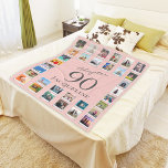 Chapter 90 Pink Grey 90th Birthday Photo Fleece Blanket<br><div class="desc">Celebrate your special milestone with our 90th Birthday Photo Fleece Blanket. Perfect for the winter chill, this blanket features a grey and pink design and will be printed with personal photos of your choice. This will make a wonderful gift for someone special and will be treasured as a thoughtful reminder...</div>