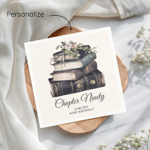 Chapter 90 Vintage Book 90th Birthday  Napkin