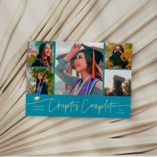 Chapter Complete Aqua Blue Grad Multi Photo Announcement