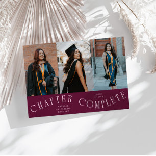 Chapter Complete Typography Cranberry Grad Photo  Announcement