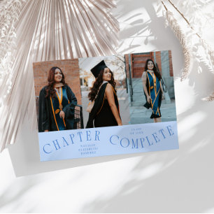 Chapter Complete Typography Icy Blue Grad Photo  Announcement