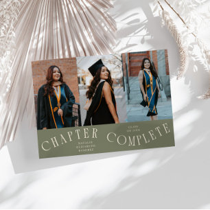 Chapter Complete Typography Sage Grad Photo  Announcement