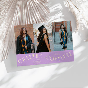 Chapter Complete Typography Wisteria Grad Photo  Announcement