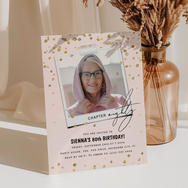 Chapter Eighty Fun Modern Photo 80th Birthday Invitation (Creator Uploaded)